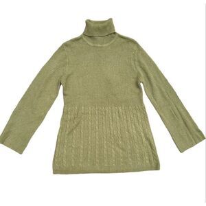 Soft Surroundings Sweater Womens Lambs Wool Cashmere Angora Green Petite L NWT